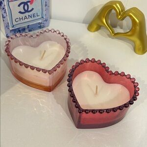 Heart-Shaped Pink and Red Candle Set
